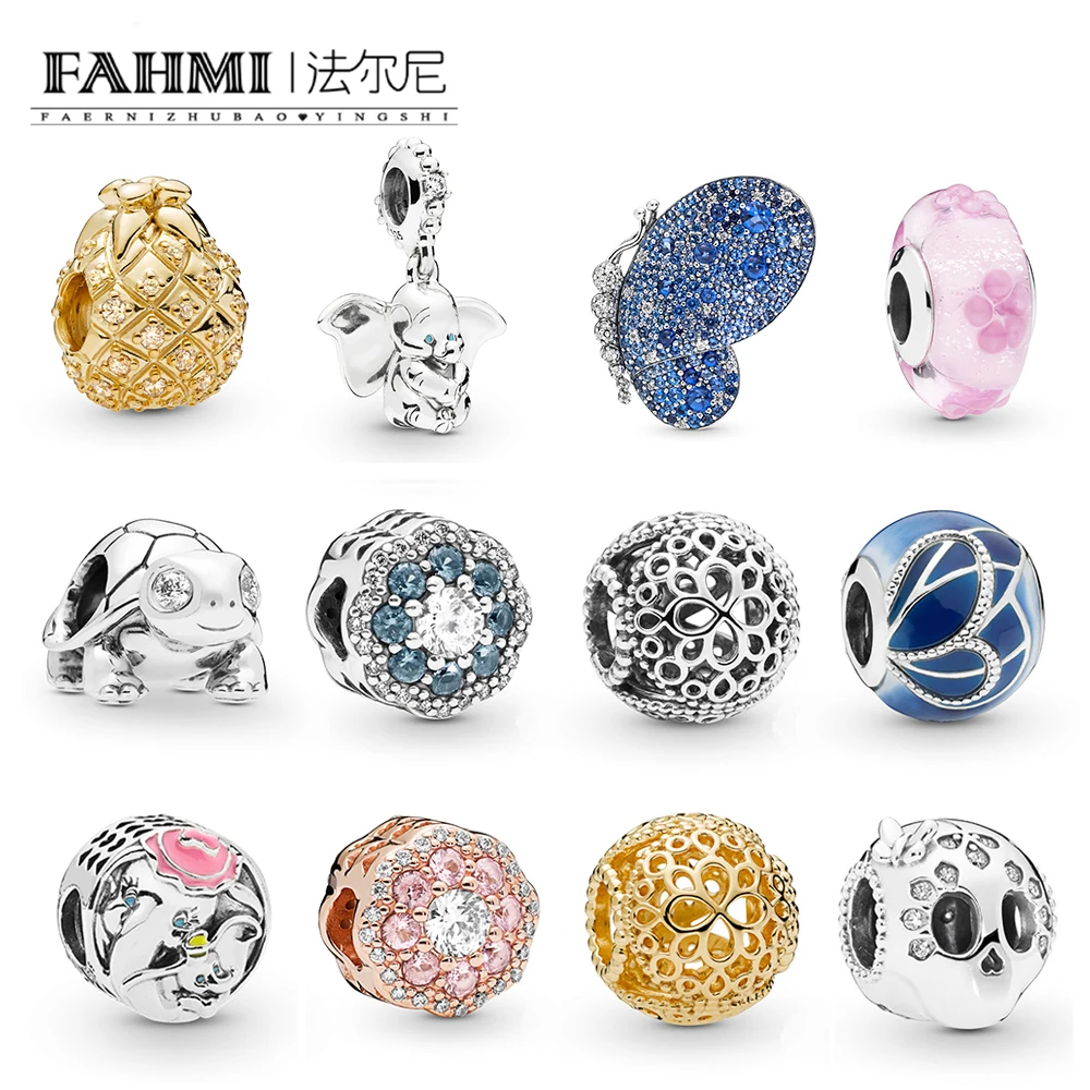 

2019 100% 925 Sterling Silver 2019 Spring Preview Butterfly Pineapple Flower Skull Turtle Charm Beads DIY Bracelet Jewelry