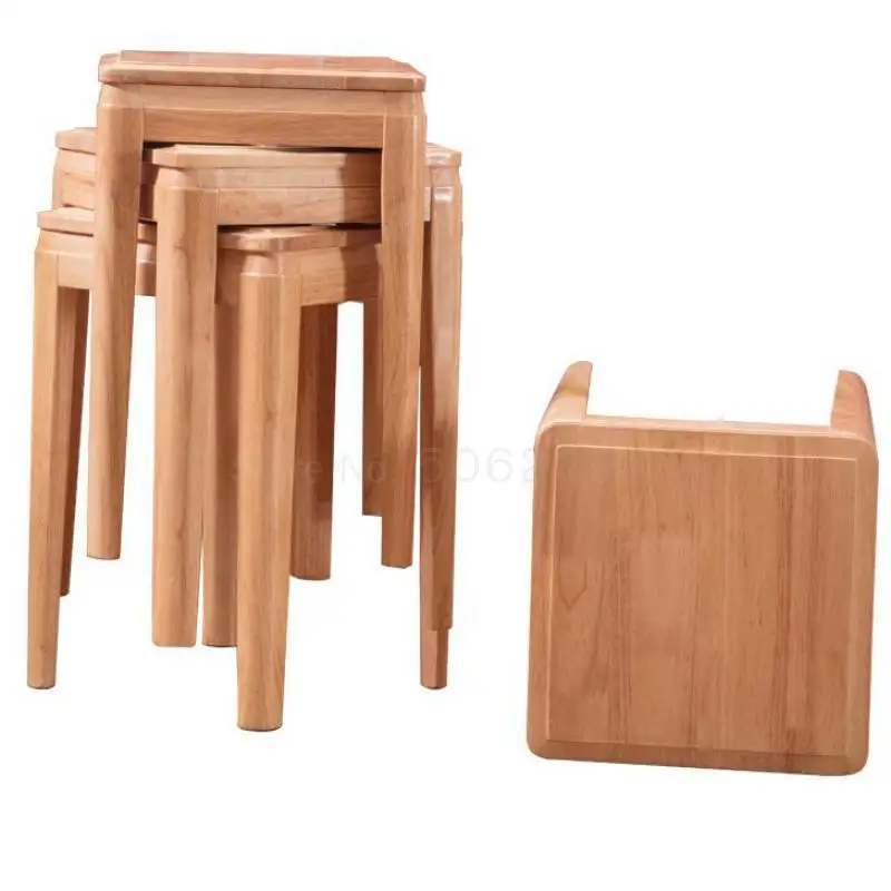 

Square Stool Solid Wooden Dining Stool Household Can Stack Simple Modern Square Stool Dining Adult Gordon Chair Special Price