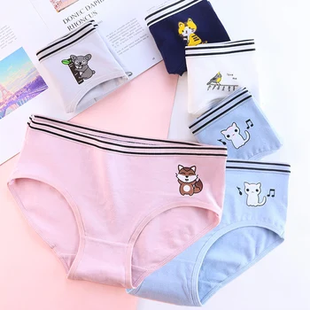

Cartoon Animals Panties Women Underwear New Fashion Cotton Gril Briefs Lovely Underwear Shorts Underpant Girls Cute Panty 2019