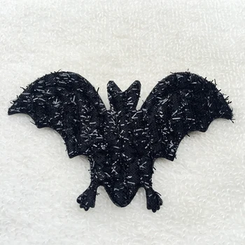 

60*82mm Large Kawaii Black Shiny silk Non Woven Fabric Bat Appliques Felt Patche for DIY, Halloween decoration 80pcs -C592*4