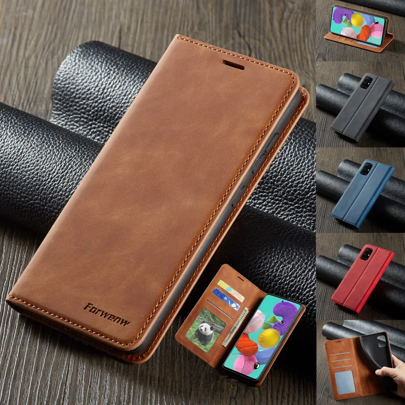 Кожаный чехол для Samsung Galaxy A12 A32 A42 A52 A72 A21S A01 A21 A31 A41 A51 A71 A81 A91 A30 A40 A50 A70 Магнитный