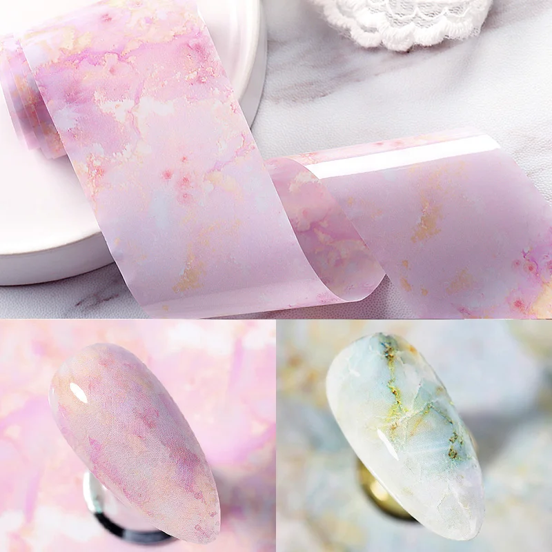 Nail Foils Marble Series Nail Transfer Decorations DIY Idea Nail Art Transfer Sticker Decals 4*100cm nail decals