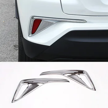 

2pcs Car Rear Fog Lamp Cover Frame ABS Chromed Exterior Accessories Rear Tail Foglight Strips Trim For Toyota CHR C-HR 2017 2018