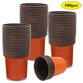 

50/100pcs Muti-size Plastic Plants Nursery Pots Seedlings Flower Plant Container Seed Starting Pots With Bottom Drainage Hole