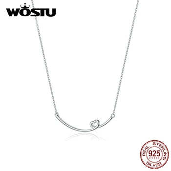 

WOSTU 2020 New Arrival 925 Sterling Silver Happiness Heart Necklace Long Link Chain For Women Wedding Party Jewelry Gift CQN381