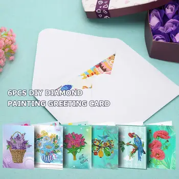 

6pcs/Set Creative Christmas Card 5D DIY Special-shaped Diamond Painting Card Birthday Greeting Cards New Year Greeting Postcard