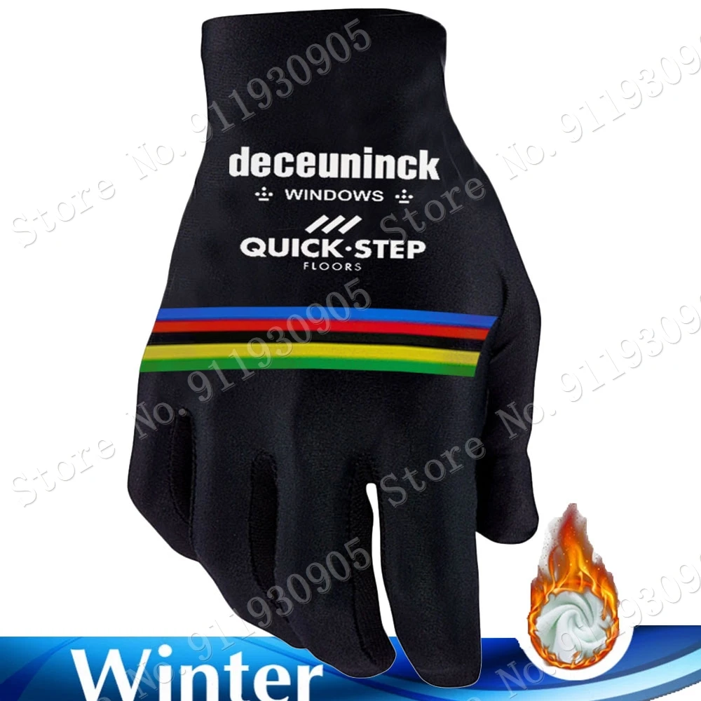 2021 Winter Quick Step World Champion Black Cycling Gloves Bicycle Jerseys Men Gel Full Finge Glove MTB Gant Cyclisme Maillot | Спорт и