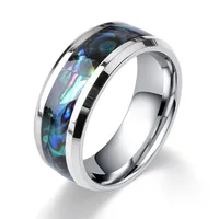 Fine Jewellery 8 Mm Inlaid Abalone Shell Smiles Steel Tungsten Carbide Ring Wedding Jewellery Valentine Gift