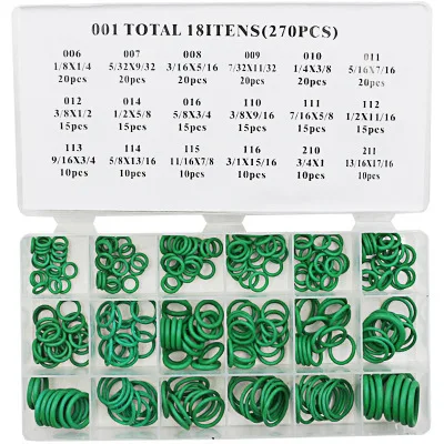 

Sealing Ring 270 Pc Air Conditioner with Green o ring Set/Sealing Element/Repair Box/Washer