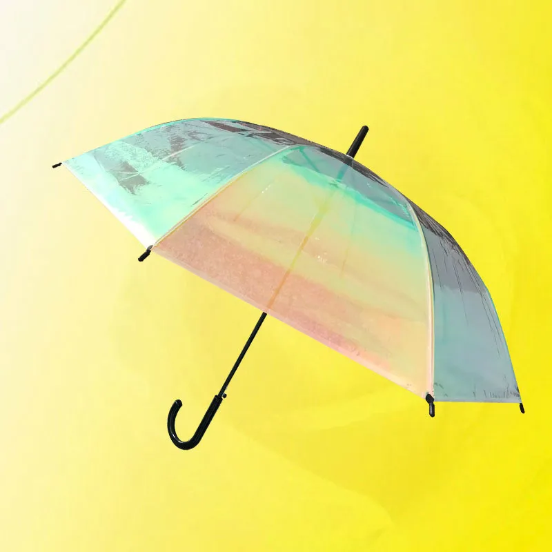 

Fashion Laser Iris Transparent Umbrella Ms. Apollo Umbrella Waterproof UV Umbrella Super Size Fresh Long Handle Umbrella Rain