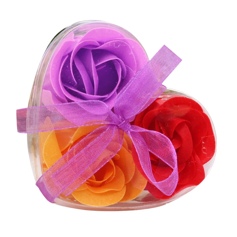 Jabón de flores con forma de rosa para baño, caja de regalo para fiesta de boda, decoración de Festival de Navidad, 3 uds.