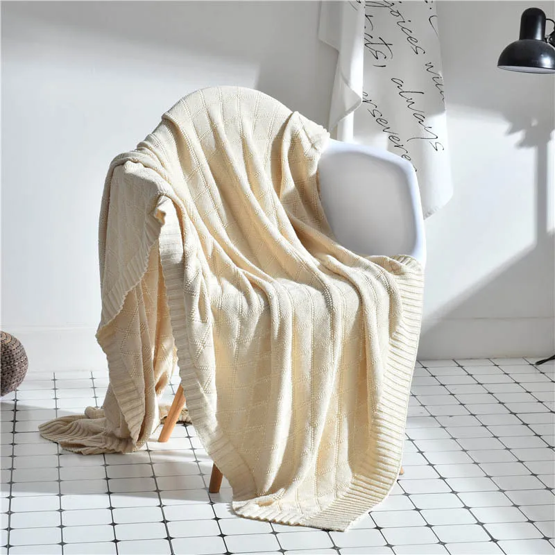 beige B Современные нитки вязаное кресло одеяло для женщин Манта покрывало путешествия Cobertor домашний текстиль - Цвет: beige B