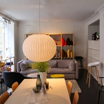

Nordic Danish Silk Pendant Light Staircase Dining Hall Bar Clothing Shop Lamp Lantern Lampshade Restaurant Tatami Lustre White