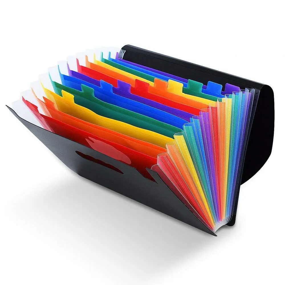 13 карманов, папка для файлов, органайзер для документов, расширяющаяся сумка для файлов, цветная папка-гармошка, А4 Размер, с направляющими для файлов, бумажные бирки - Цвет: multicolor