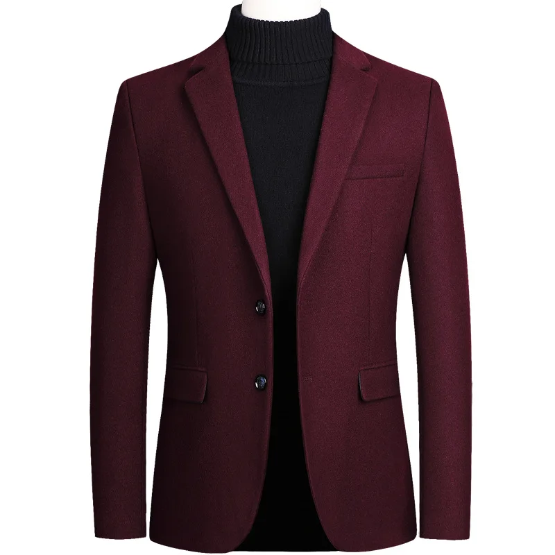 Mens Woolen Formal Wedding Tudexo Suit Jacket Men Business Casual Slim