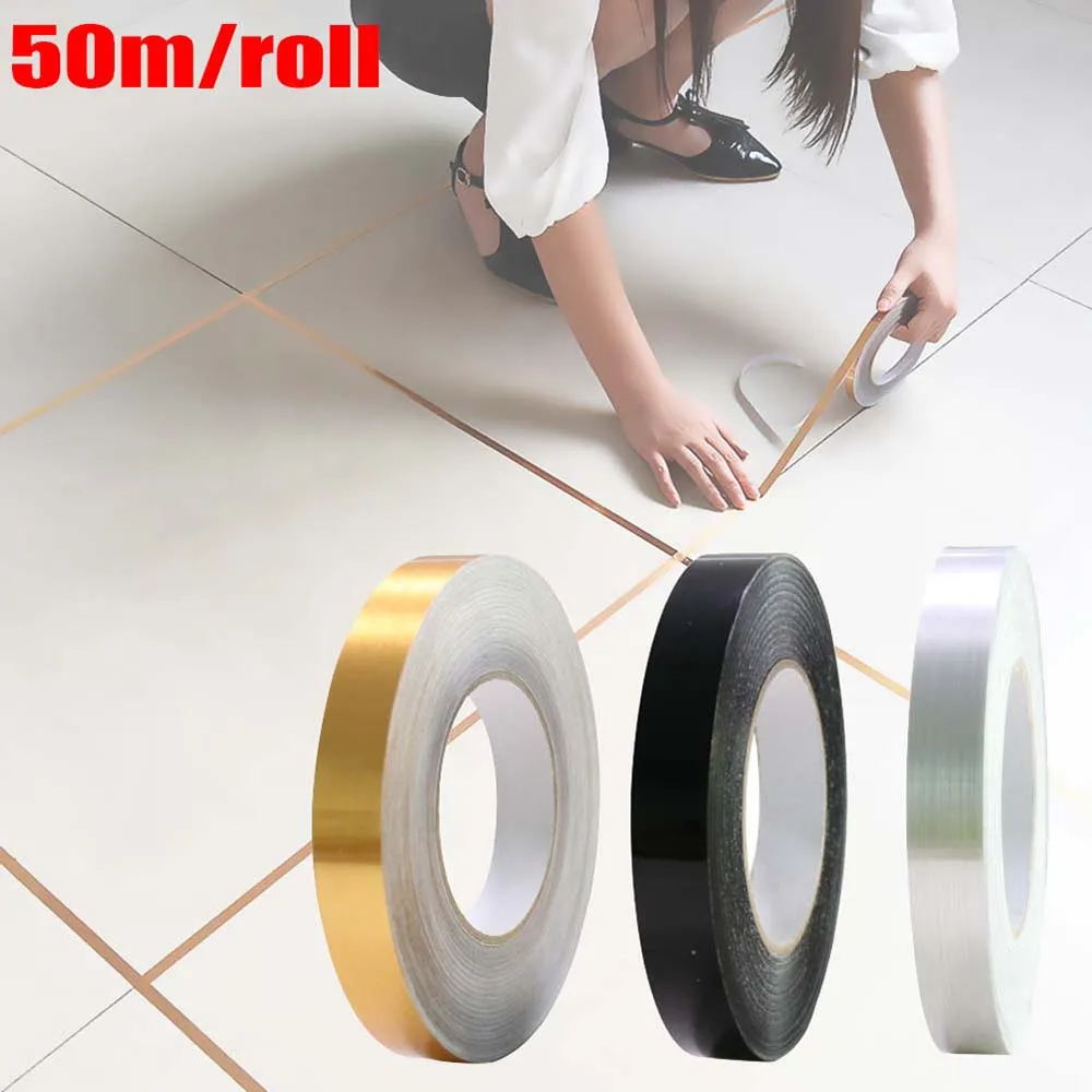 Gap Sealing Foil Tape Silver Strip Wall Floor Line Decals Tile