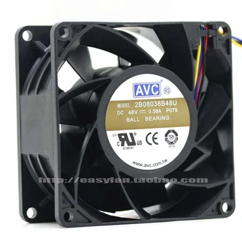 

New original AVC 2B08038B48U 8038 8CM 48V 0.58A PWM double ball fan 80x80x38mm cooling fan cooler