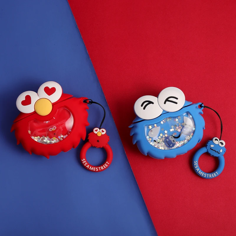 

Cute Cartoon Cookie Earphone Cover Strap for AirPods 1 2 Bluetooth Headset Charging Box Dynamic Liquid Quicksand Silicone Case