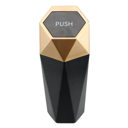 Compact Car Interior Waste Bin with Push Lid - Universal Fit (Gold)