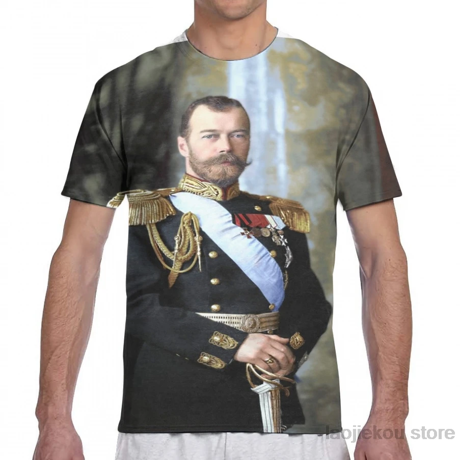 Tsar Nicholas II из России, Мужская футболка, женская модная футболка с принтом для девочек, футболки для мальчиков, летние футболки с короткими рукавами