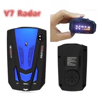 

Hot Blue Color V7 Car Radar Detector 360 Degree 16 Band Scanning LED Display Auto Detectors English/ Russian Voice Alert Warning