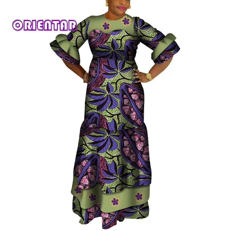 Африканские платья для женщин Bazin Riche African Dashiki макси платье с расклешенными
