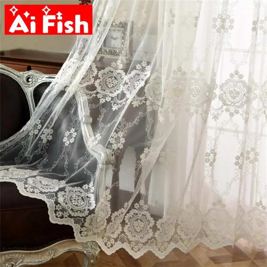 European Luxury Turkish Craft White Embroidery Lace Transparent Tulle