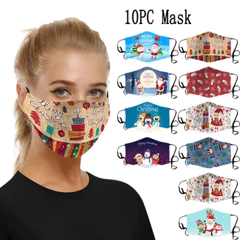 

Headband masques mascarilla 10pc Christmas Print Mouth Masks for Protection Face Mask Washable Reusable Earloop Mask бандана#2