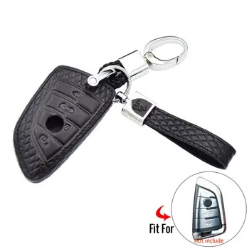 

For BMW 1 2 5 7 Series 252 528li 530li X1 X5 X6 Smart PU Leather 4 Buttons Keyless Remote Black Fob Cover Protector Case