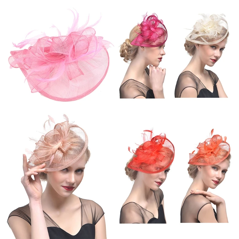 Women Wedding Hat Fascinator Feather Mesh Party Cocktail Headdress Hair Clip New 634D