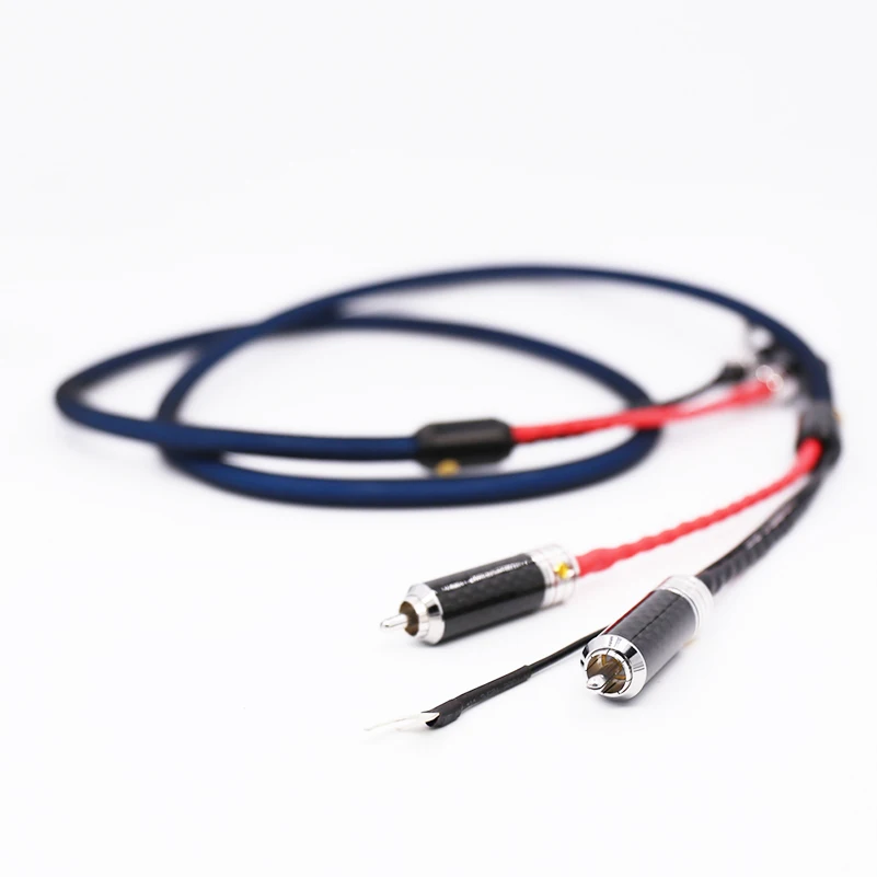 5N 99.998 OFC copper silver plated Tonearm Cable Phono Cable with 2 RCA to 2 RCA Rhodium