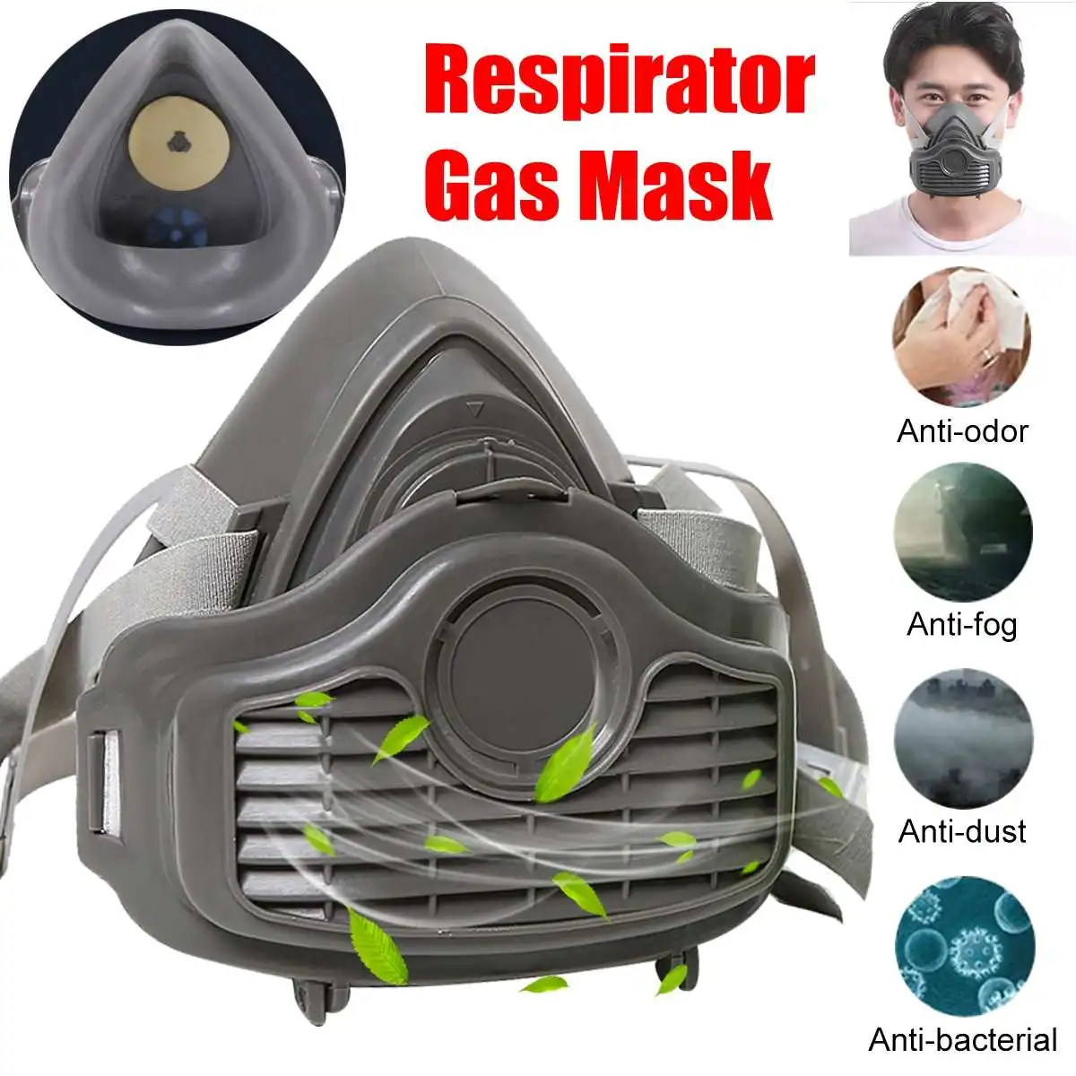 

Half Face Gas Mask Respiratory Dust-proof High Efficiency Filters Protective Industrial Anti PM2.5 Respirator Dust Mask