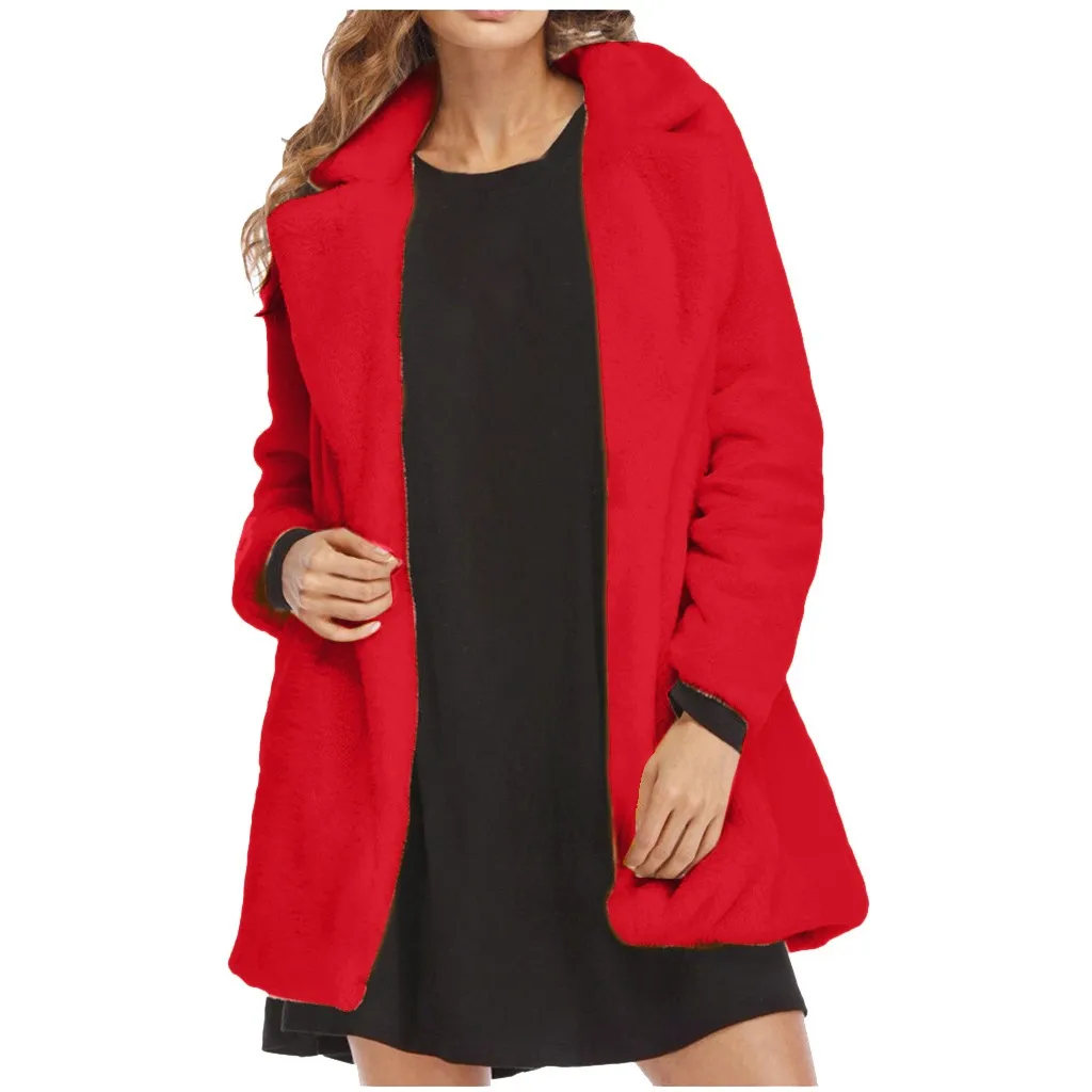 Womail/Большие размеры, женские пальто и куртки, зима, повседневные Мягкие женские пальто с карманами, теплые женские куртки больших размеров, весна-осень - Цвет: RD