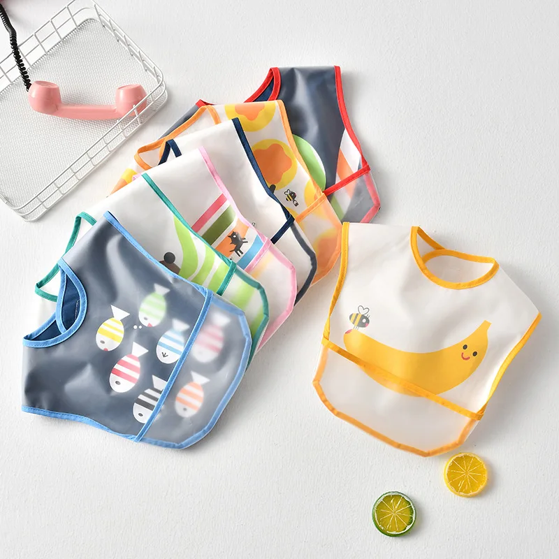 

Slobber EVA Baby Smock Eating Stuff 2020 New Waterproof Baby Bibs Cartoon Baby Baberos Feeding Burp Cloths Sleeveless Kids Bib