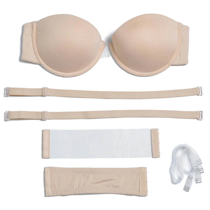 YBCG Strapless Convertible Multiway Underwire Bra with Clear Strap for Women  Beige 32D at  Women's Clothing store