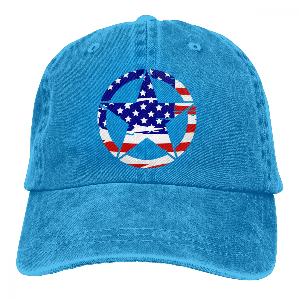 Состаренный американский флаг армейская звезда Casquette черный унисекс Мужские Женские джинсовые бейсболка с ремешком кепки Регулируемая Гольф папа шляпа