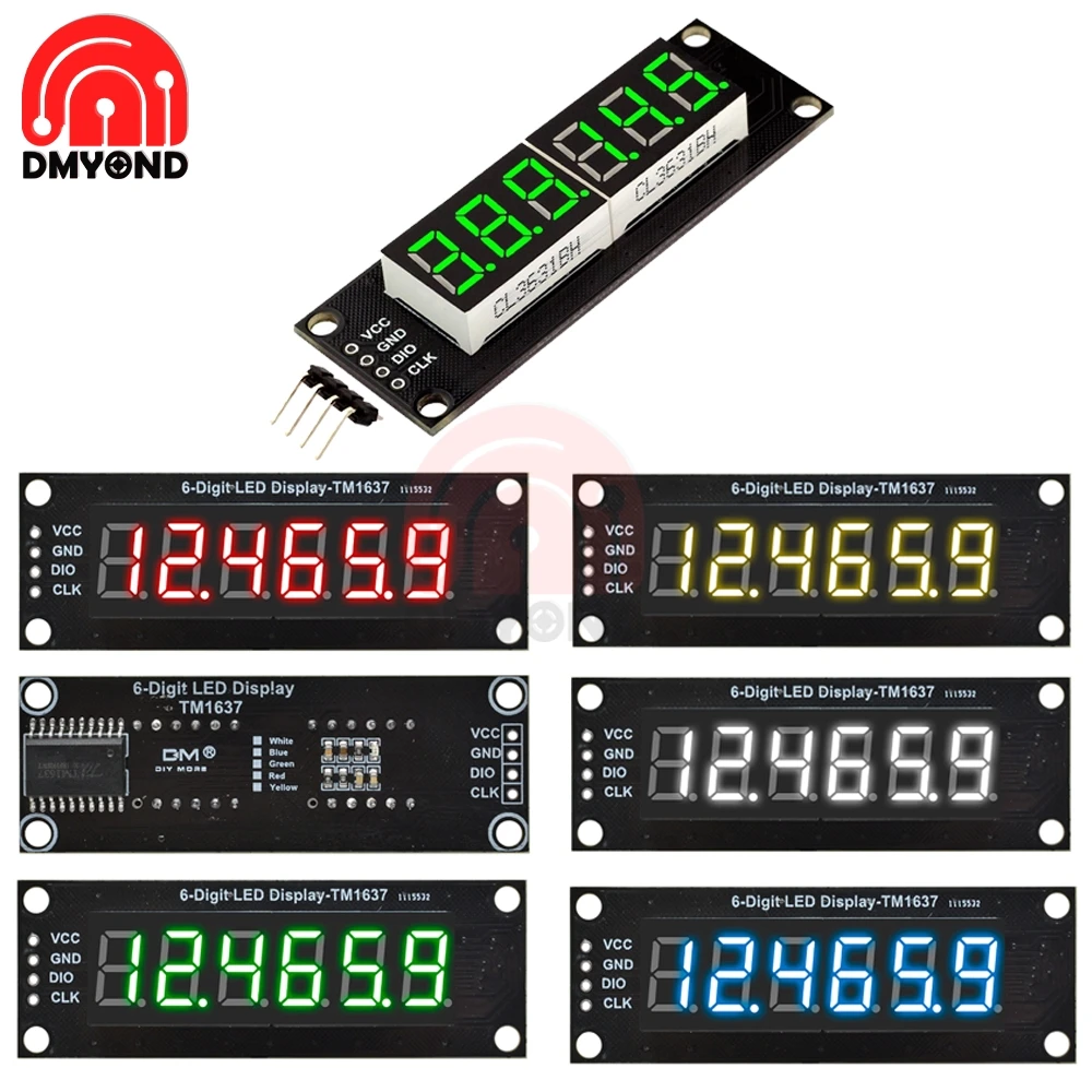 New tm1637 6 digit digital led 0 36 inch display tube decimal 7