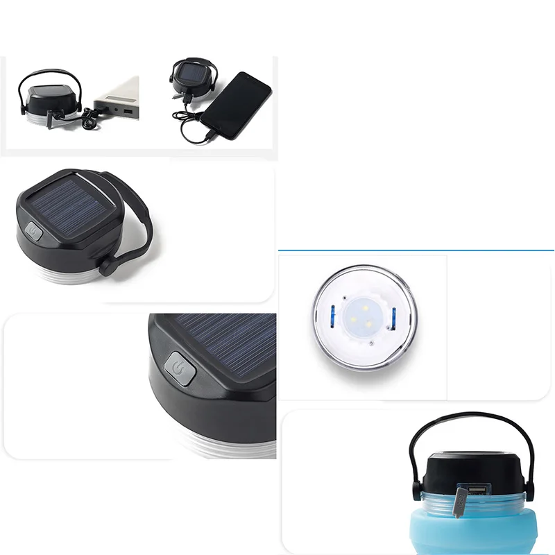 ABZB-наружная складная бутылка для воды с солнечной светодиодный светильник Usb Перезаряжаемый походный фонарь для кемпинга путешествия альпинизм