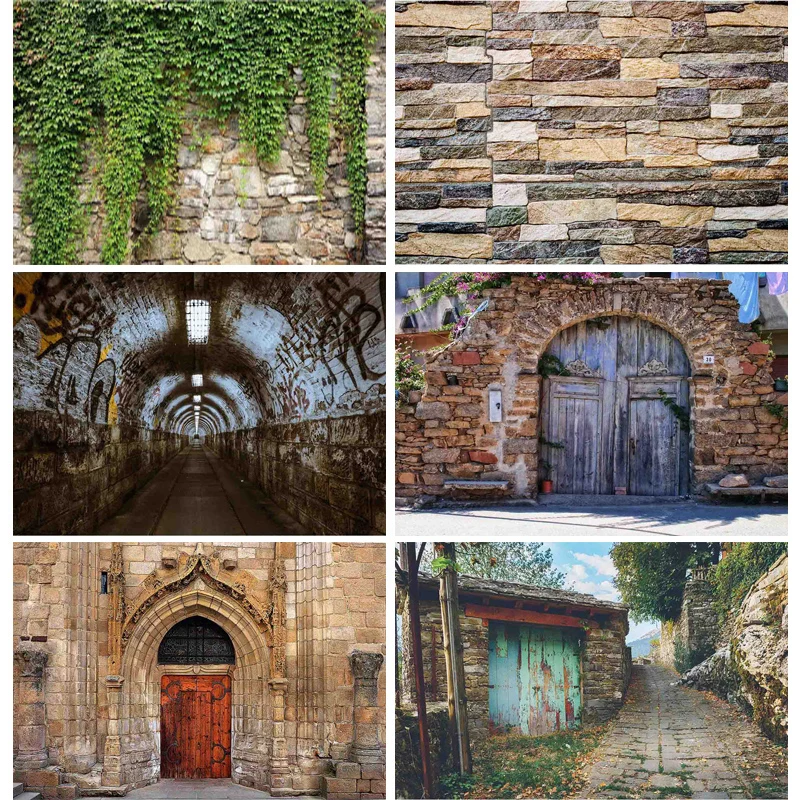 

SHENGYONGBAO Vinyl Custom Vintage Photography Backdrops Scenery Brick Wall Wooden Door Photo Photography Background NY2ZQ-81