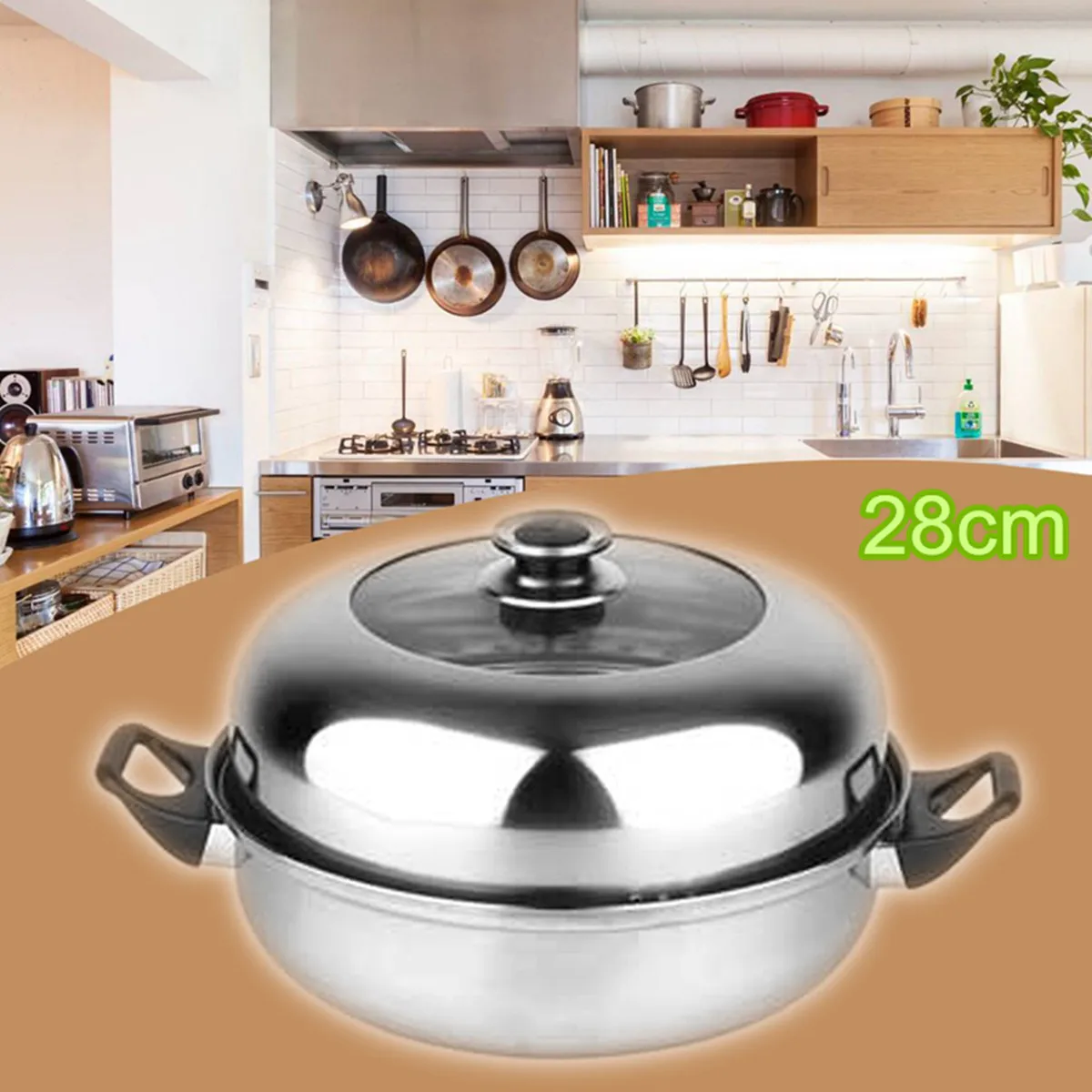 2 Tier Stainless Steel Steamer Gas Stove Induction Compatible Home Kitchen Cooking Cookware Double Boilers 28cm Steam Pot Cooker