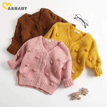 

Ma&Baby 6M-3Y Autumn Winter Girls Knitted Coats Cardigan Sweater Handmade Cute Ball Solid Children Clothing