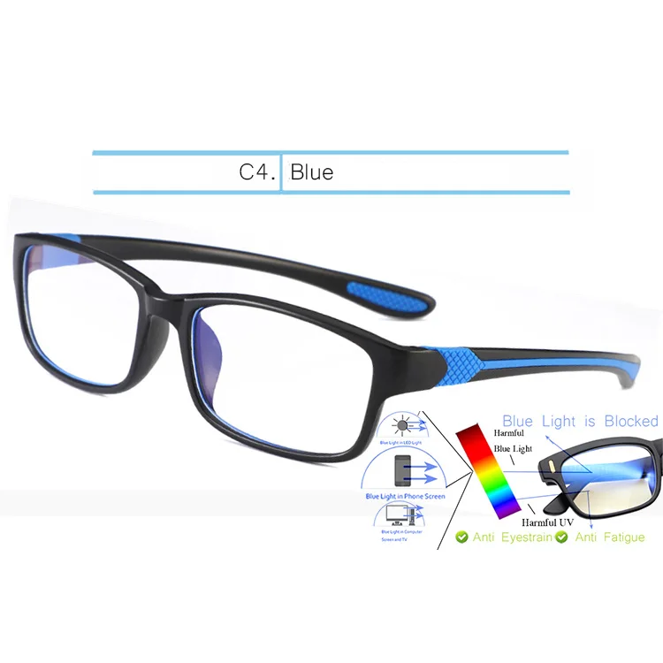 BL1101-Blue IVSTA TR90 футбольные очки компьютерные спортивные мужские анти-голубые лучи светильник блокирующие очки оправа близорукость оптический Баскетбол - Цвет оправы: BL1101-Blue