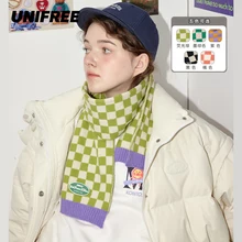 

UNIFREE Winter Plaid Scarf Women Fashion Korean Multicolor Warm Scarves Ladies Chess Board Black White Pashmina Neck Muffler