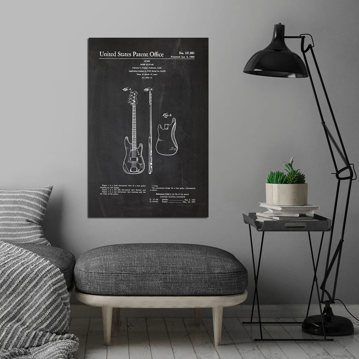 Precisione Basso Brevetto Parafango Chitarra Blueprint Stampa Poster Vintage Musicista Idea Regalo Tela Pittura Wall Art Decor Room Decor