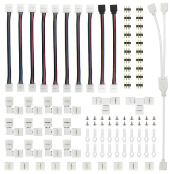 

95Pcs/set 4Pin RGB 5050 LED Connector LED Strip Light T-shaped 4 Pins L-shaped Gapless LED Strip Connectors Accessories Kit