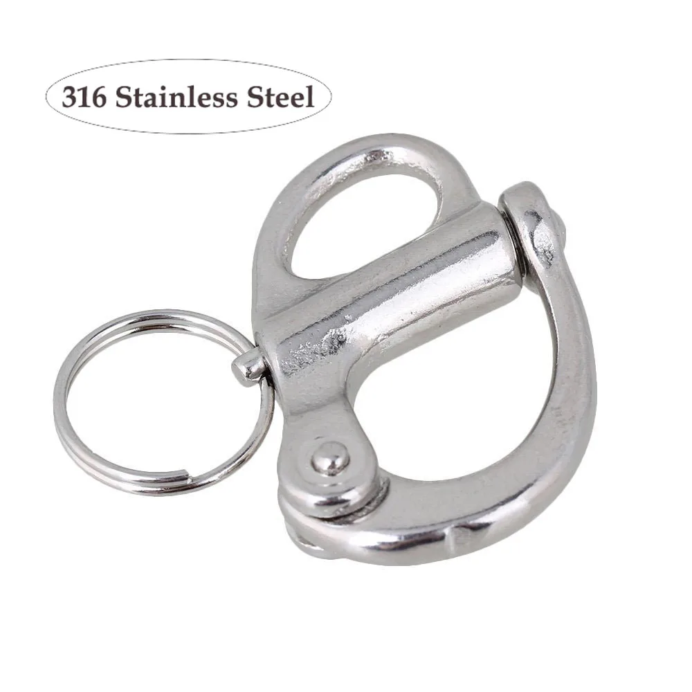 

316 Stainless Steel 35mm Fixed Snap Anchor Shackle Rigging Silver Fixed Eye Bail with Eye Ring for Sailboat Set of 1