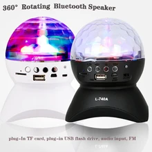 Mini led bluetooth alto-falante sem fio bluetooth dança quadrada de cristal luz colorida 360 rotação da lâmpada fase interface usb tf