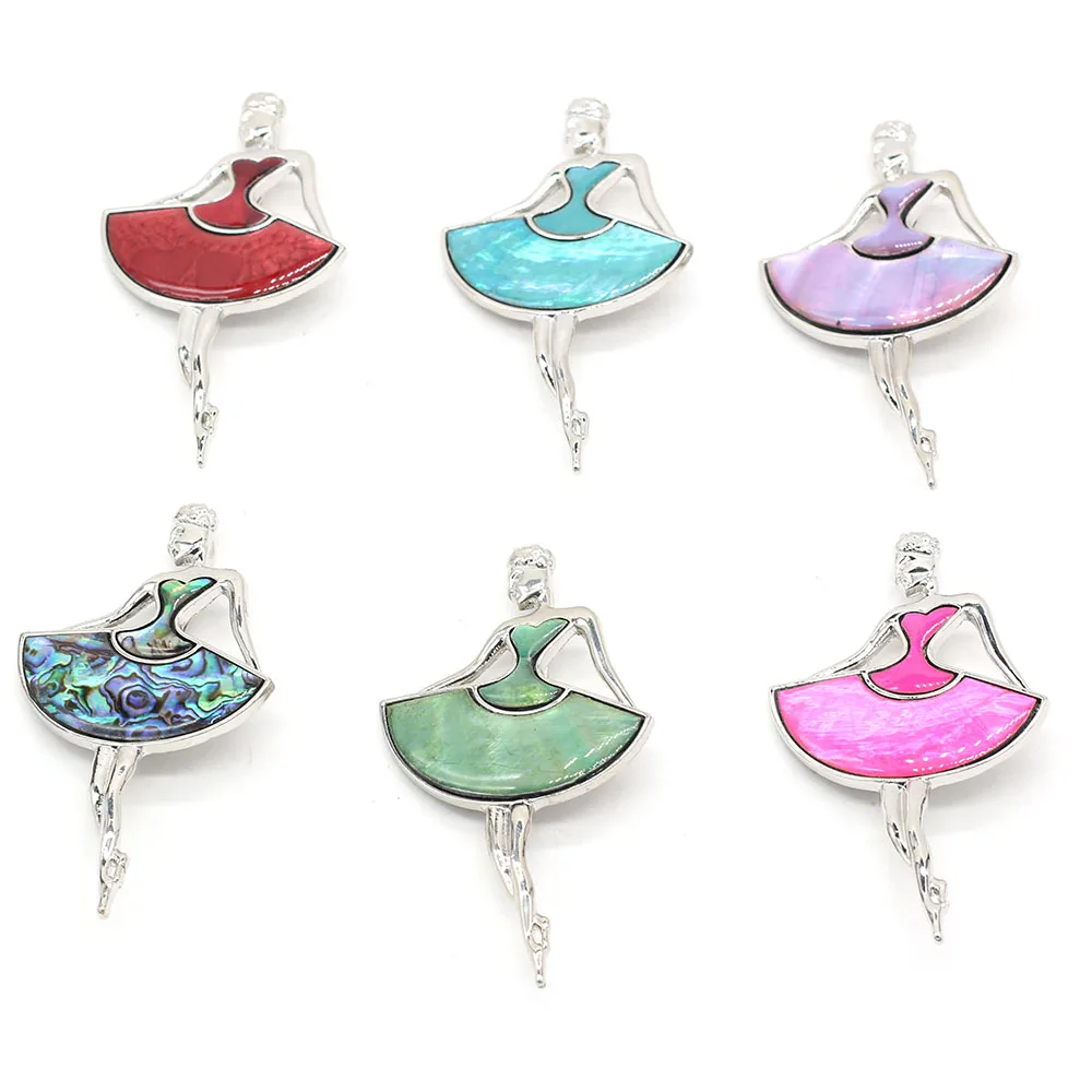

Colorful Natural Shell Ballet Girl brooch Elegant Jewelry Banquet Accessories brooch DIY Pendant Necklace Gift