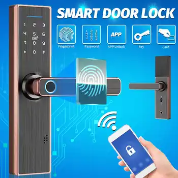 

Electronic Smart Door Lock With App Security Biometric Fingerprint Intelligent Lock With Touch Password Card Home School Office