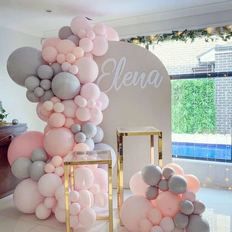

107Pcs Grey Balloon Wedding Decoration Set Macaron Peach Pink Balloons Arch Garland Kit Birthday Baby Shower Backdrop Decor